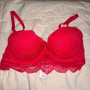 La SENZA Neon Pink Lace Bra with Scalloped Trim